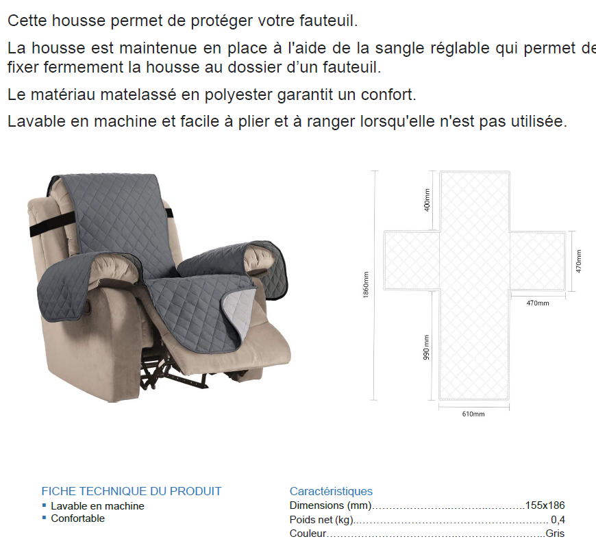 Housse de Protection pour Fauteuil Releveur / Coquille