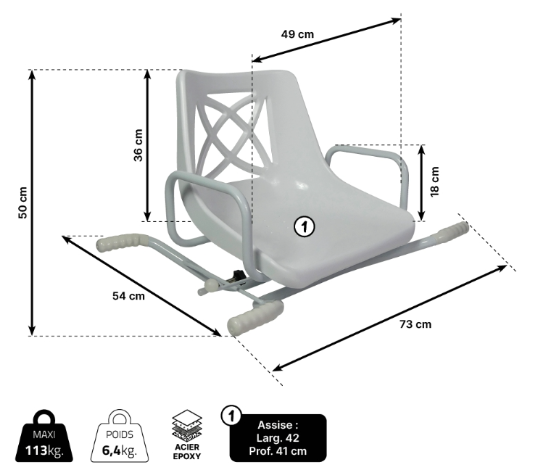 Siège de Bain Pivotant Pour Baignoire