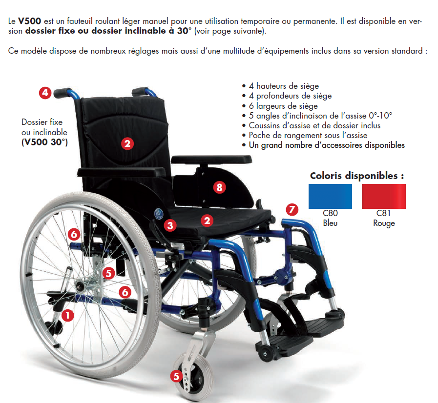 Fauteuil Roulant Manuel V500