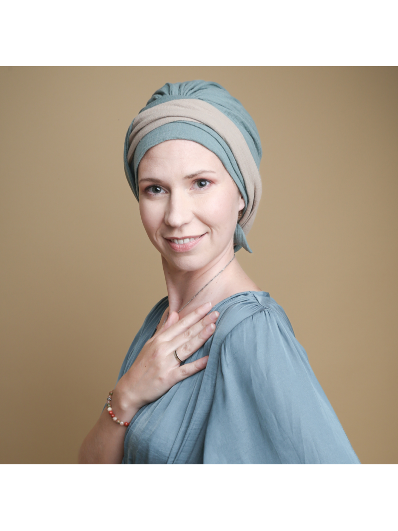 Turban Violette Vert d'Eau