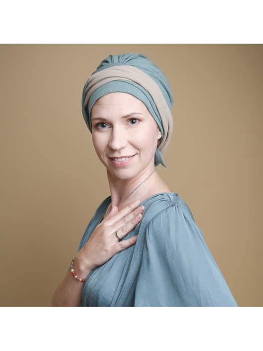 Turban Violette Vert d'Eau